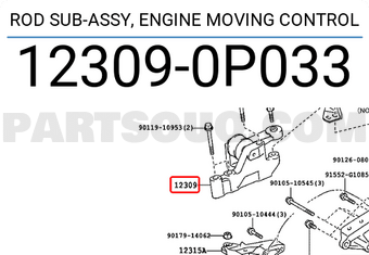 Toyota 123090P033 ROD SUB-ASSY, ENGINE MOVING CONTROL