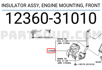 Toyota 1236031010 INSULATOR ASSY, ENGINE MOUNTING, FRONT