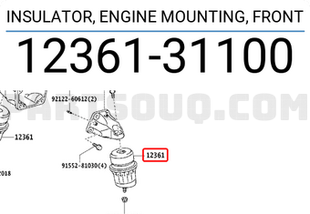 Toyota 1236131100 INSULATOR, ENGINE MOUNTING, FRONT