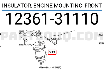 Toyota 1236131110 INSULATOR, ENGINE MOUNTING, FRONT