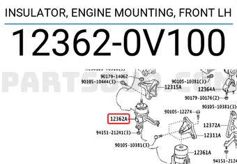 Toyota 123620V100 INSULATOR, ENGINE MOUNTING, FRONT LH