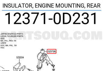 Toyota 123710D231 INSULATOR, ENGINE MOUNTING, REAR
