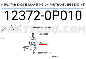 Toyota 123720P010 INSULATOR, ENGINE MOUNTING, LH(FOR TRANSVERSE ENGINE)