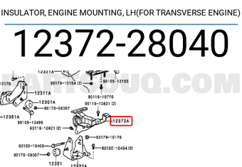 Toyota 1237228040 INSULATOR, ENGINE MOUNTING, LH(FOR TRANSVERSE ENGINE)