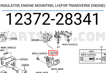 Toyota 1237228341 INSULATOR, ENGINE MOUNTING, LH(FOR TRANSVERSE ENGINE)