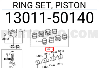 Toyota 1301150140 RING SET, PISTON