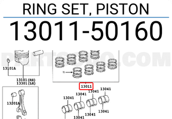 Toyota 1301150160 RING SET, PISTON