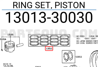 Toyota 1301330030 RING SET, PISTON