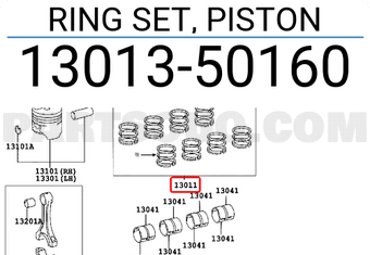 Toyota 1301350160 RING SET, PISTON