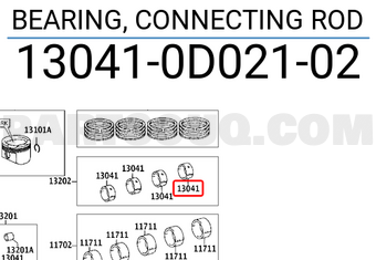 Toyota 130410D02102 BEARING, CONNECTING ROD