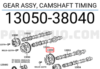 Toyota 1305038040 GEAR ASSY, CAMSHAFT TIMING