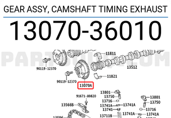 Toyota 1307036010 GEAR ASSY, CAMSHAFT TIMING EXHAUST