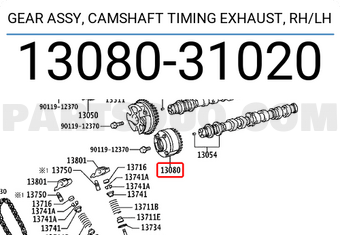 Toyota 1308031020 GEAR ASSY, CAMSHAFT TIMING EXHAUST, RH/LH