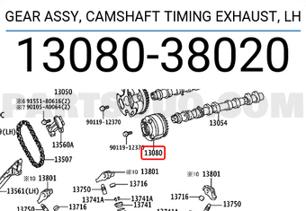 Toyota 1308038020 GEAR ASSY, CAMSHAFT TIMING EXHAUST, LH