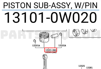 Toyota 131010W020 PISTON SUB-ASSY, W/PIN