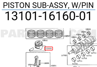 Toyota 131011616001 PISTON SUB-ASSY, W/PIN