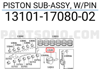 Toyota 131011708002 PISTON SUB-ASSY, W/PIN
