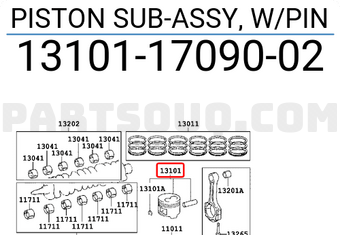 Toyota 131011709002 PISTON SUB-ASSY, W/PIN