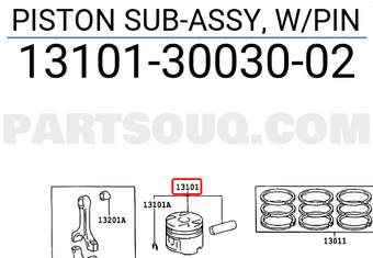 Toyota 131013003002 PISTON SUB-ASSY, W/PIN