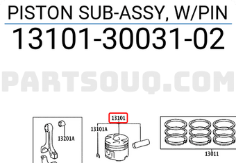 Toyota 131013003102 PISTON SUB-ASSY, W/PIN