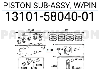 Toyota 131015804001 PISTON SUB-ASSY, W/PIN