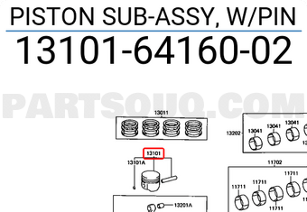 Toyota 131016416002 PISTON SUB-ASSY, W/PIN