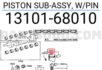Toyota 1310168010 PISTON SUB-ASSY, W/PIN