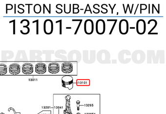 Toyota 131017007002 PISTON SUB-ASSY, W/PIN