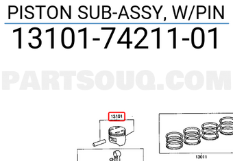 Toyota 131017421101 PISTON SUB-ASSY, W/PIN