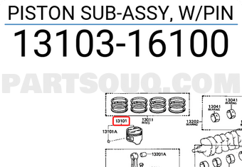 Toyota 1310316100 PISTON SUB-ASSY, W/PIN