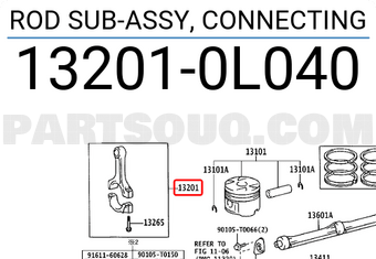 Toyota 132010L040 ROD SUB-ASSY, CONNECTING