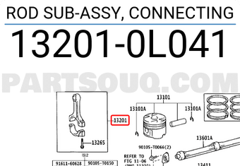 Toyota 132010L041 ROD SUB-ASSY, CONNECTING