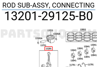 Toyota 1320129125B0 ROD SUB-ASSY, CONNECTING