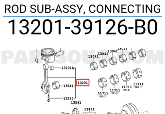 Toyota 1320139126B0 ROD SUB-ASSY, CONNECTING