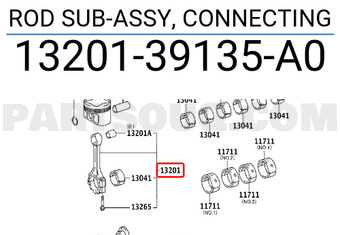 Toyota 1320139135A0 ROD SUB-ASSY, CONNECTING