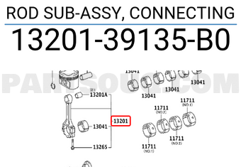 Toyota 1320139135B0 ROD SUB-ASSY, CONNECTING