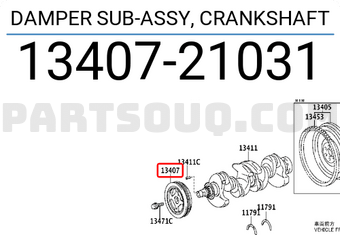 Toyota 1340721031 DAMPER SUB-ASSY, CRANKSHAFT