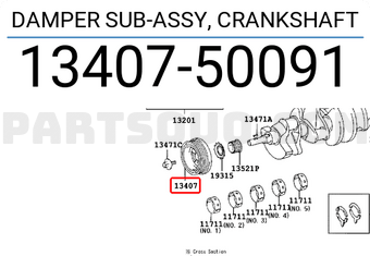 Toyota 1340750091 DAMPER SUB-ASSY, CRANKSHAFT
