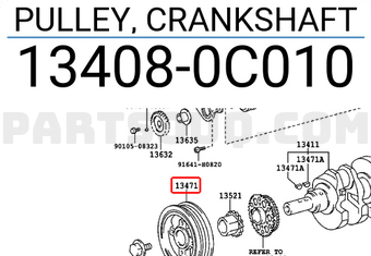 Toyota 134080C010 PULLEY, CRANKSHAFT