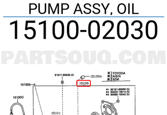 Toyota 1510002030 PUMP ASSY, OIL
