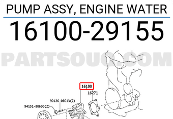 Toyota 1610029155 PUMP ASSY, ENGINE WATER
