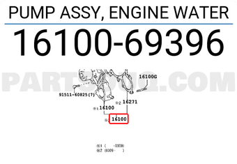 Toyota 1610069396 PUMP ASSY, ENGINE WATER