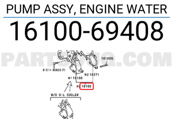 Toyota 1610069408 PUMP ASSY, ENGINE WATER