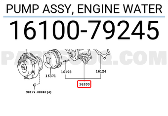 Toyota 1610079245 PUMP ASSY, ENGINE WATER