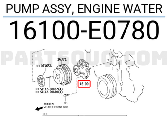 Toyota 16100E0780 PUMP ASSY, ENGINE WATER