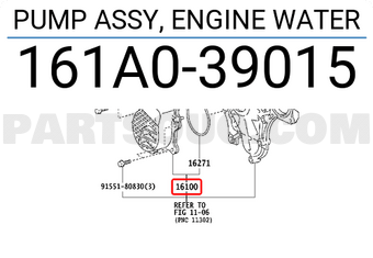 Toyota 161A039015 PUMP ASSY, ENGINE WATER