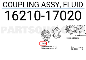 Toyota 1621017020 COUPLING ASSY, FLUID