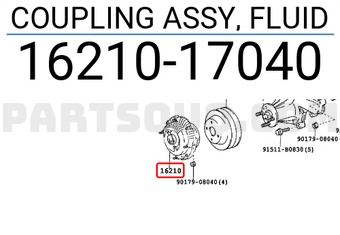 Toyota 1621017040 COUPLING ASSY, FLUID