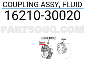 Toyota 1621030020 COUPLING ASSY, FLUID