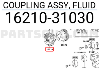 Toyota 1621031030 COUPLING ASSY, FLUID